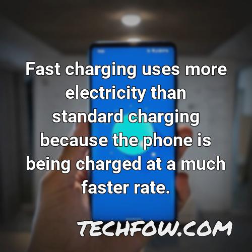 fast charging uses more electricity than standard charging because the phone is being charged at a much faster rate