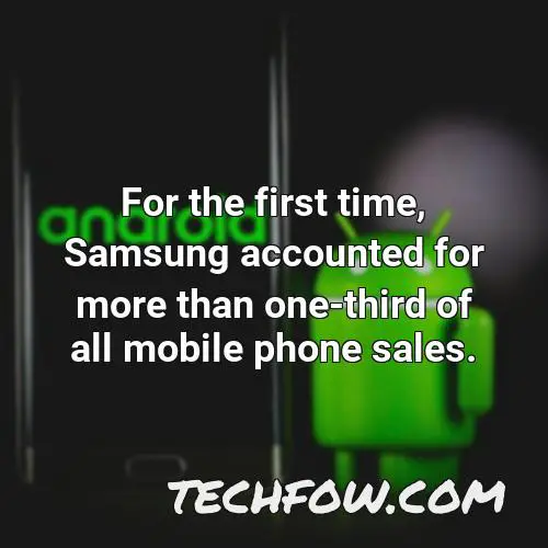 for the first time samsung accounted for more than one third of all mobile phone sales