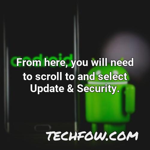 from here you will need to scroll to and select update security
