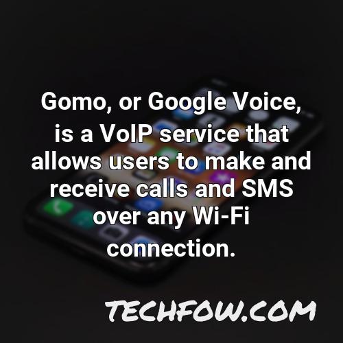 gomo or google voice is a voip service that allows users to make and receive calls and sms over any wi fi connection