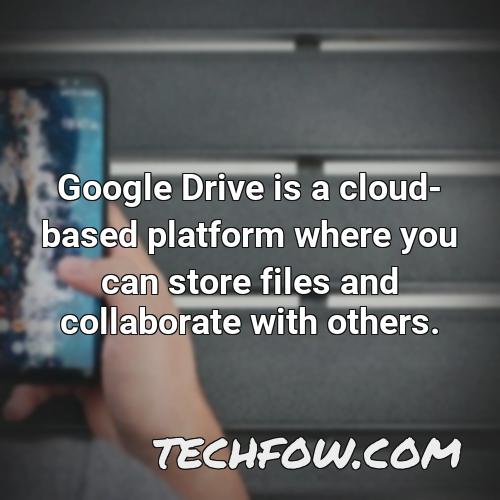 google drive is a cloud based platform where you can store files and collaborate with others