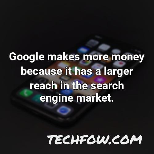 google makes more money because it has a larger reach in the search engine market
