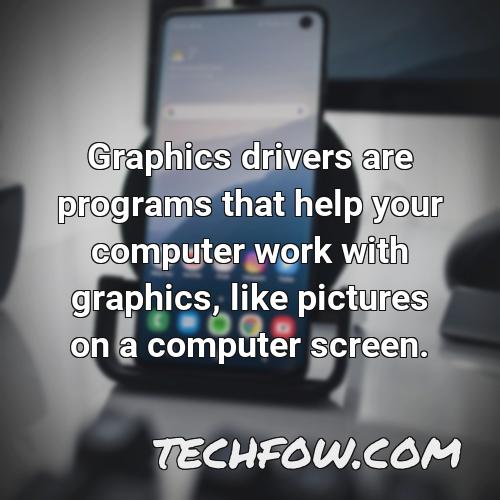 graphics drivers are programs that help your computer work with graphics like pictures on a computer screen