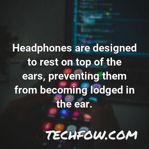 headphones are designed to rest on top of the ears preventing them from becoming lodged in the ear