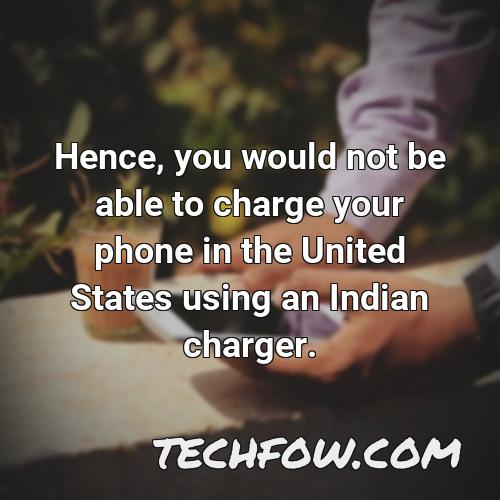 hence you would not be able to charge your phone in the united states using an indian charger