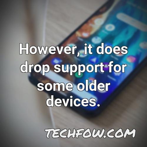 however it does drop support for some older devices