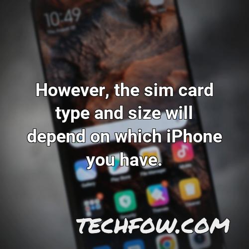 however the sim card type and size will depend on which iphone you have