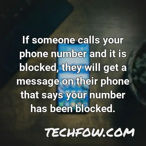if someone calls your phone number and it is blocked they will get a message on their phone that says your number has been blocked