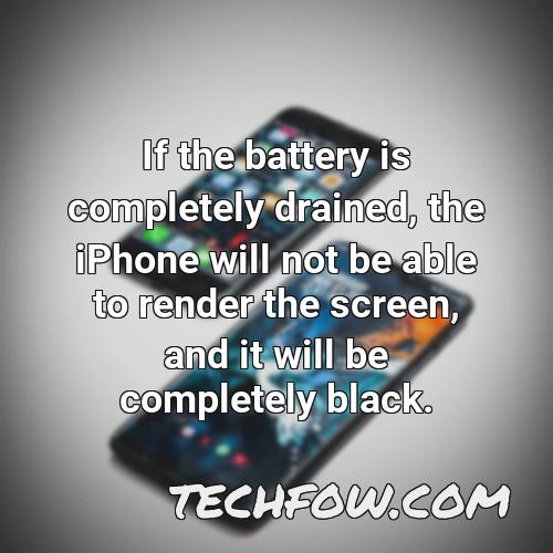 if the battery is completely drained the iphone will not be able to render the screen and it will be completely black