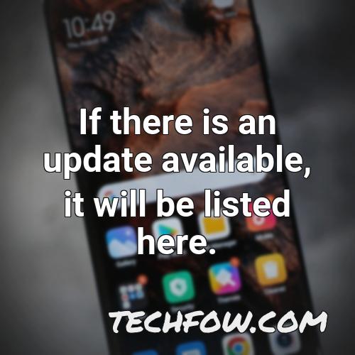if there is an update available it will be listed here