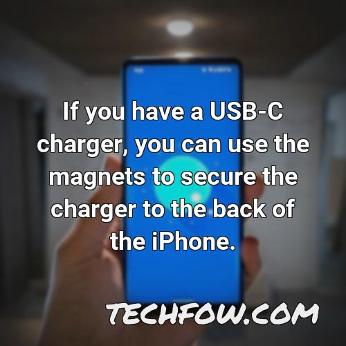 if you have a usb c charger you can use the magnets to secure the charger to the back of the iphone