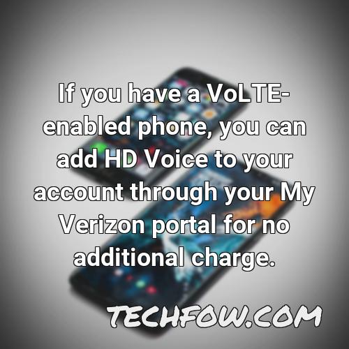 if you have a volte enabled phone you can add hd voice to your account through your my verizon portal for no additional charge