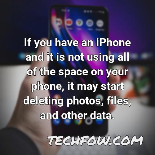 if you have an iphone and it is not using all of the space on your phone it may start deleting photos files and other data