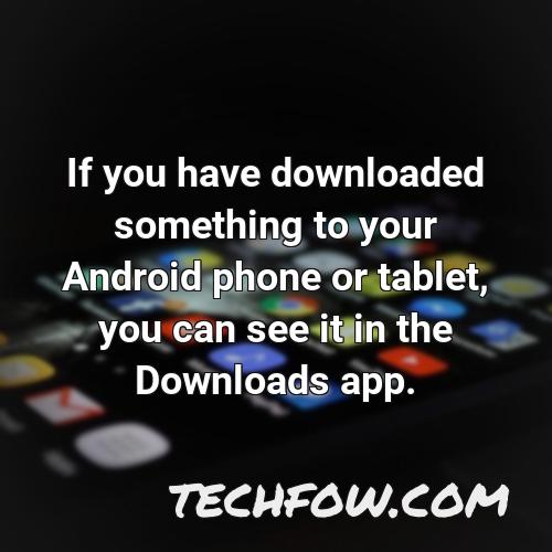 if you have downloaded something to your android phone or tablet you can see it in the downloads app