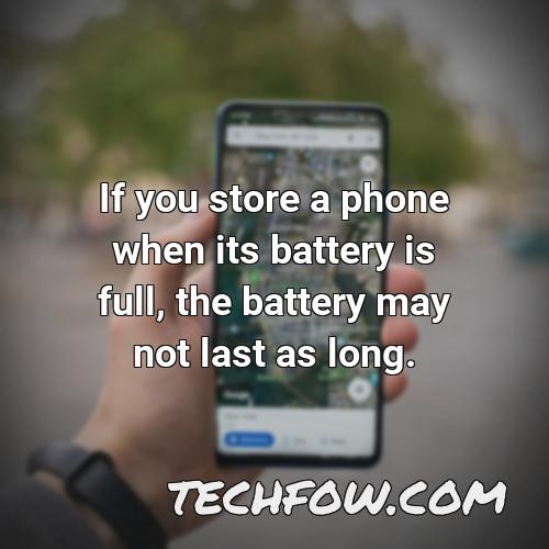 if you store a phone when its battery is full the battery may not last as long