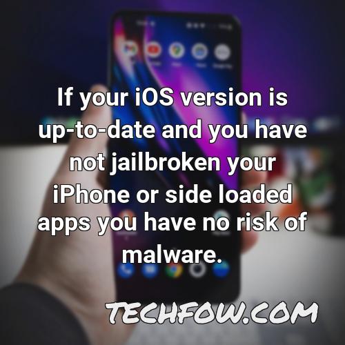 if your ios version is up to date and you have not jailbroken your iphone or side loaded apps you have no risk of malware