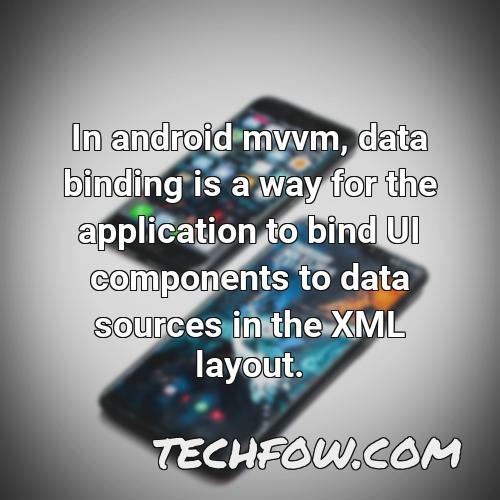 in android mvvm data binding is a way for the application to bind ui components to data sources in the xml layout