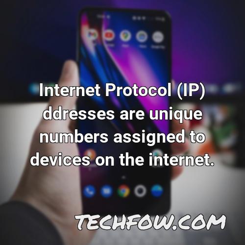 internet protocol ip ddresses are unique numbers assigned to devices on the internet