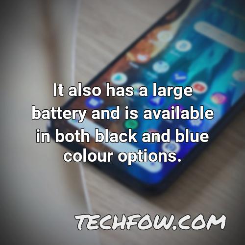 it also has a large battery and is available in both black and blue colour options