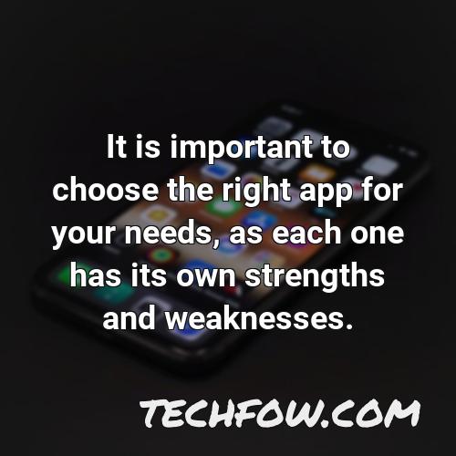 it is important to choose the right app for your needs as each one has its own strengths and weaknesses