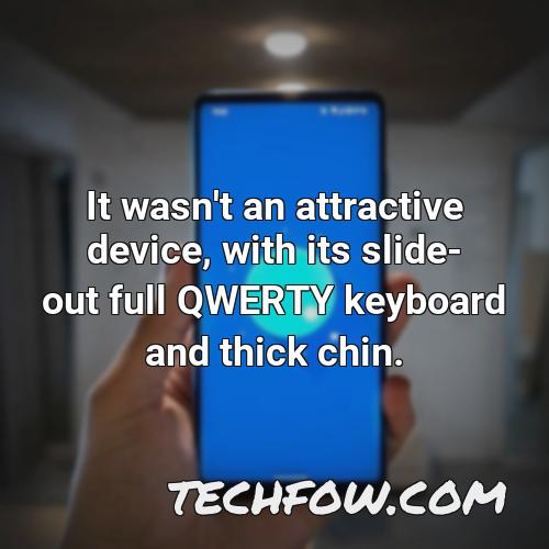 it wasn t an attractive device with its slide out full qwerty keyboard and thick chin