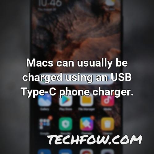 macs can usually be charged using an usb type c phone charger
