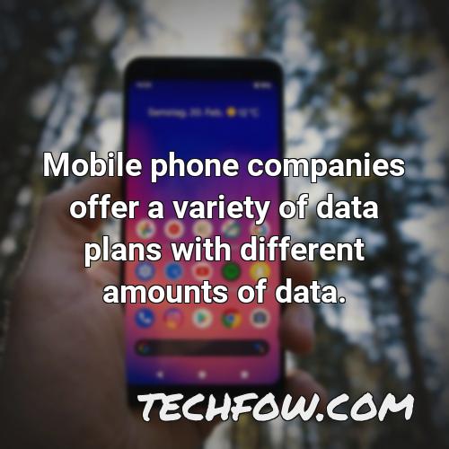 mobile phone companies offer a variety of data plans with different amounts of data