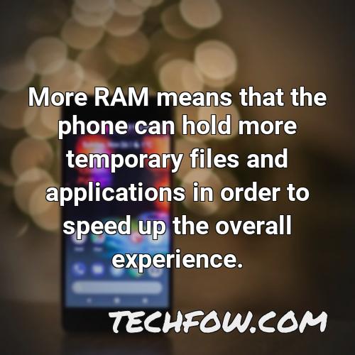 more ram means that the phone can hold more temporary files and applications in order to speed up the overall