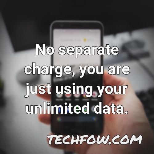 no separate charge you are just using your unlimited data