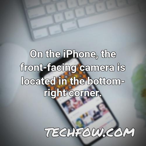 on the iphone the front facing camera is located in the bottom right corner