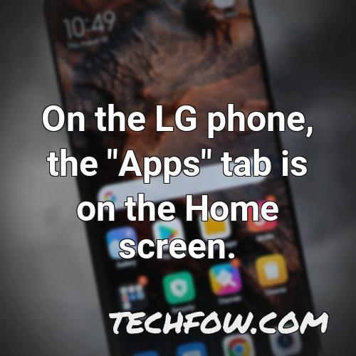 on the lg phone the apps tab is on the home screen