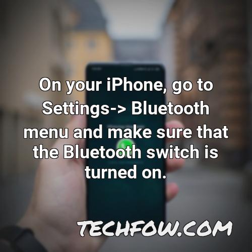 on your iphone go to settings bluetooth menu and make sure that the bluetooth switch is turned on