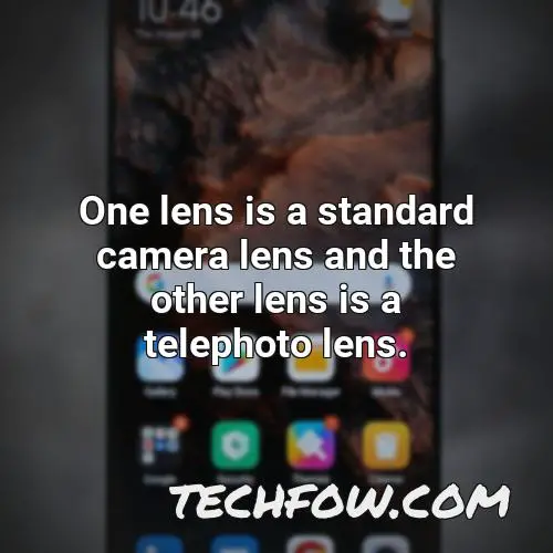 one lens is a standard camera lens and the other lens is a telephoto lens
