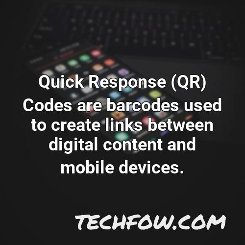 quick response qr codes are barcodes used to create links between digital content and mobile devices