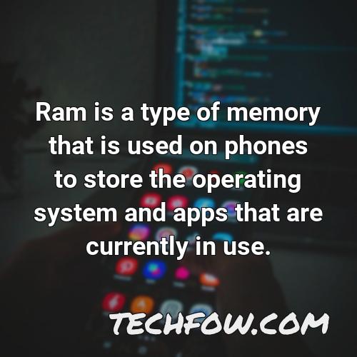 ram is a type of memory that is used on phones to store the operating system and apps that are currently in use
