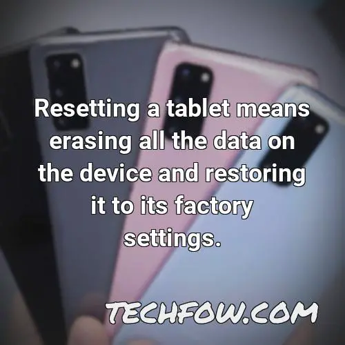 resetting a tablet means erasing all the data on the device and restoring it to its factory settings