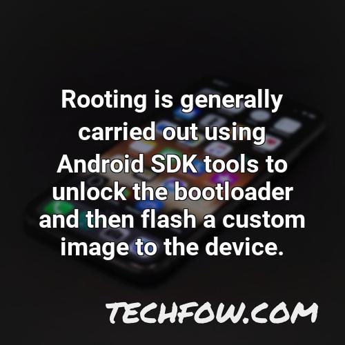 rooting is generally carried out using android sdk tools to unlock the bootloader and then flash a custom image to the device