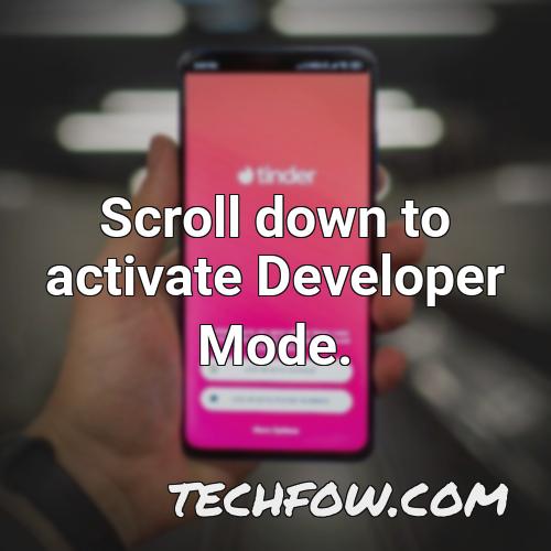 scroll down to activate developer mode