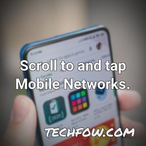 scroll to and tap mobile networks