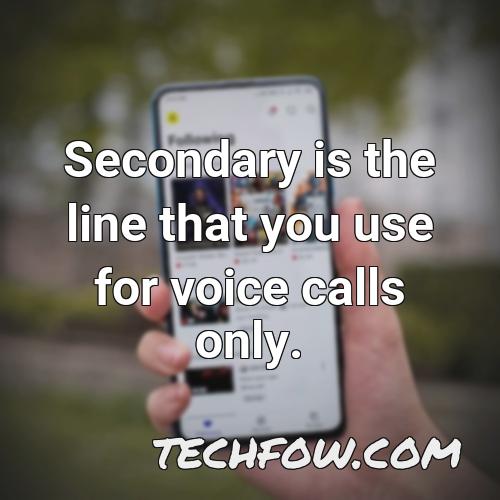 secondary is the line that you use for voice calls only
