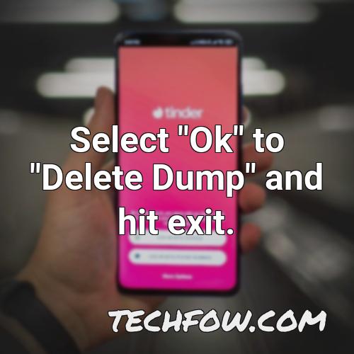 select ok to delete dump and hit