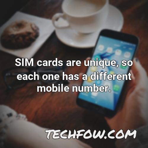 sim cards are unique so each one has a different mobile number
