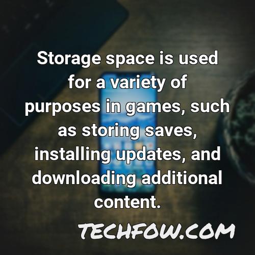 storage space is used for a variety of purposes in games such as storing saves installing updates and downloading additional content