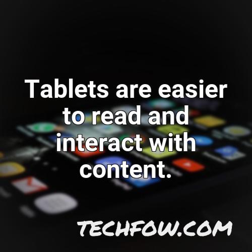 tablets are easier to read and interact with content