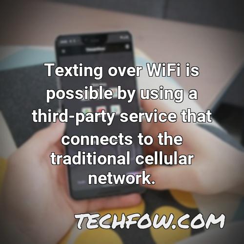 texting over wifi is possible by using a third party service that connects to the traditional cellular network