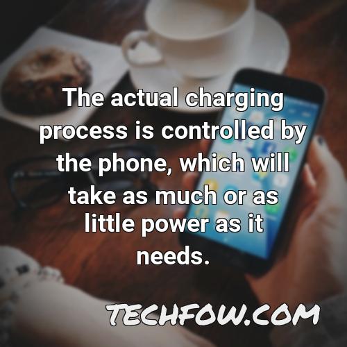 the actual charging process is controlled by the phone which will take as much or as little power as it needs