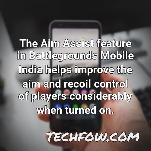 the aim assist feature in battlegrounds mobile india helps improve the aim and recoil control of players considerably when turned on