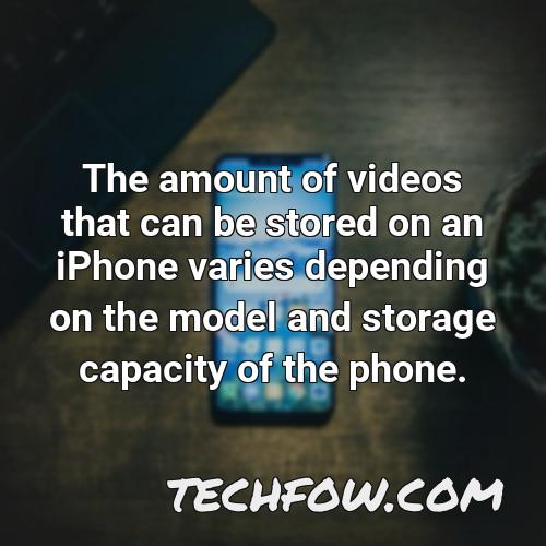 the amount of videos that can be stored on an iphone varies depending on the model and storage capacity of the phone
