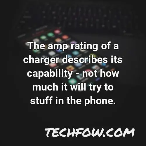 the amp rating of a charger describes its capability not how much it will try to stuff in the phone