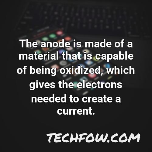 the anode is made of a material that is capable of being oxidized which gives the electrons needed to create a current